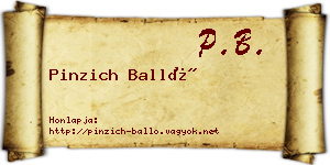 Pinzich Balló névjegykártya