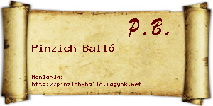 Pinzich Balló névjegykártya